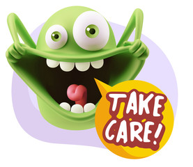 3d Illustration Laughing Character Emoji Expression saying Take