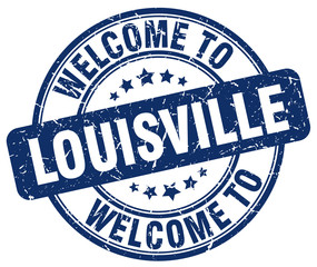 welcome to Louisville blue round vintage stamp