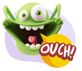 3d Illustration Laughing Character Emoji Expression saying Ouch