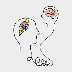 Idea design. sketch icon. White background , vector