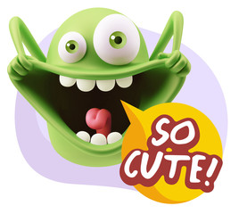3d Illustration Laughing Character Emoji Expression saying So Cu