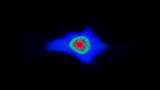 fantastic animated abstract harmful digital bacteria with red inflamed center - seamless loop