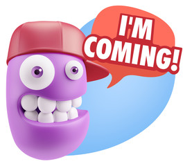 3d Illustration Laughing Character Emoji Expression saying I'm C