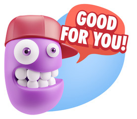 3d Rendering Smile Character Emoticon Expression saying Good For