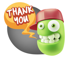 3d Illustration Laughing Character Emoji Expression saying Thank