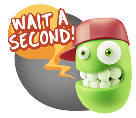 3d Illustration Laughing Character Emoji Expression saying Wait