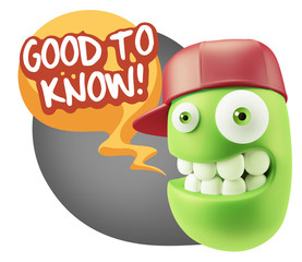 3d Illustration Laughing Character Emoji Expression saying Good