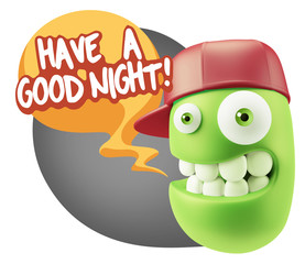 3d Illustration Laughing Character Emoji Expression saying Have