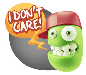 3d Illustration Laughing Character Emoji Expression saying I Don