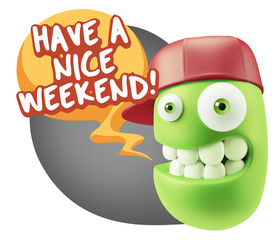 3d Illustration Laughing Character Emoji Expression saying Have