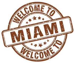 Obraz premium welcome to Miami brown round vintage stamp