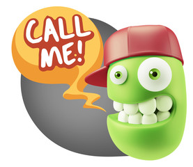 3d Illustration Laughing Character Emoji Expression saying Call