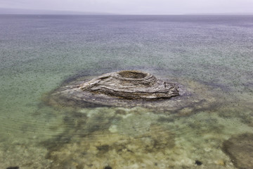 volcano in a lake