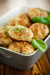 fried cutlet in ceramic form