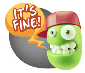 3d Illustration Laughing Character Emoji Expression saying It's