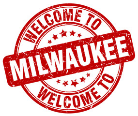 welcome to Milwaukee red round vintage stamp
