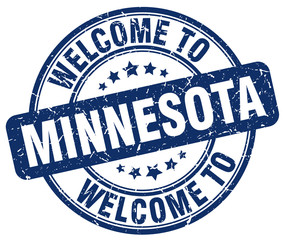 welcome to Minnesota blue round vintage stamp