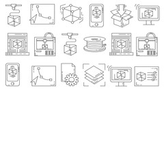 Vector doodle icons 3d printing