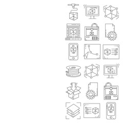 Vector doodle icons 3d printing