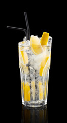 Citrus cocktail over black background