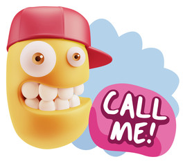3d Illustration Laughing Character Emoji Expression saying Call