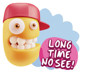 3d Illustration Laughing Character Emoji Expression saying Long