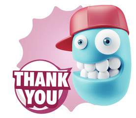 3d Illustration Laughing Character Emoji Expression saying Thank