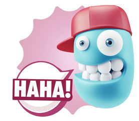 3d Illustration Laughing Character Emoji Expression saying Hahah