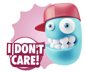 3d Illustration Laughing Character Emoji Expression saying I Don