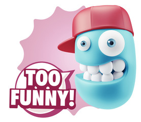 3d Rendering Smile Character Emoticon Expression saying Very Fun