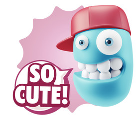 3d Illustration Laughing Character Emoji Expression saying So Cu