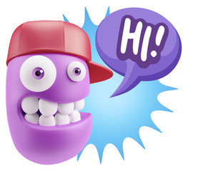 3d Illustration Laughing Character Emoji Expression saying Hi wi