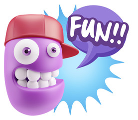 3d Illustration Laughing Character Emoji Expression saying Fun w