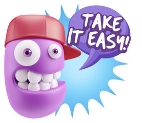 3d Illustration Laughing Character Emoji Expression saying Take