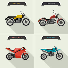 Motorcycles illustrations set.
