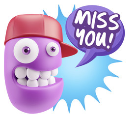 3d Illustration Laughing Character Emoji Expression saying Miss