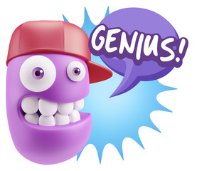 3d Illustration Laughing Character Emoji Expression saying Geniu