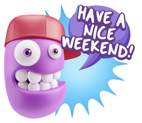 3d Illustration Laughing Character Emoji Expression saying Have