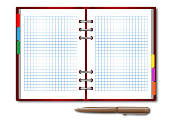 Datebook with a pen. a sheet in a cage. Vector. EPS - set 2