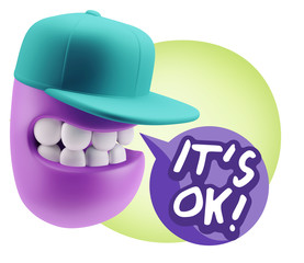 3d Illustration Laughing Character Emoji Expression saying It's