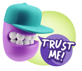 3d Illustration Laughing Character Emoji Expression saying Trust