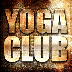 yoga club, 3D rendering, metal text on rust background