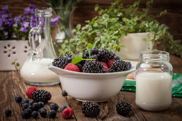 Mix of berries in a bowl.