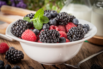Mix of berries in a bowl.