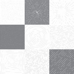 Set of retro grange vector background for design. Retro round frame, square frame, linear frame. Vector background with slanted lines, divergent lines. Vintage grange black and white texture