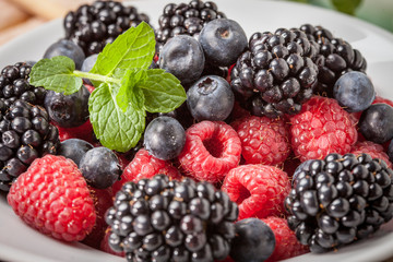 Mix of berries in a bowl.