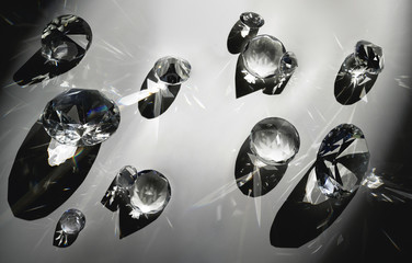 Close up of crystals with reflections