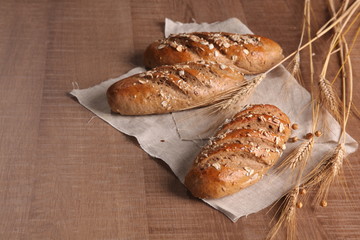 Fresh bread with ears