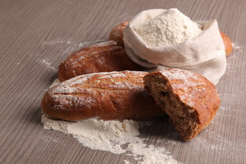 bread and flour in the bag