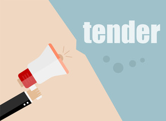 tender. vector flat design business illustration concept. Digital marketing business man holding megaphone for website and promotion banners.
